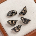 Five pieces of black and gold vintage bird glass beads for jewelry making accessories - 1 Piece / Glossy Black (28#)