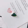 Dark green fan-shaped crystal pendant with gold metal edging for DIY jewelry - Dark Green