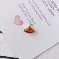 Amber crystal fan-shaped pendant with gold alloy frame for DIY jewelry making - Brown