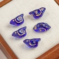 Five royal blue bird-shaped Czech glass beads with hand-painted gold wing details - 1 Piece / Sapphire Blue (31#)