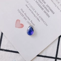 Dark blue teardrop crystal pendant charm with silver bail for DIY jewelry making - Dark Blue