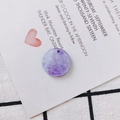 Colgante redondo de acrílico jaspeado violeta con purpurina plateada para joyas - Rebanada Redonda de Mármol Púrpura (7#)