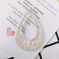 Close-up of teardrop acrylic pendant with gold foil and white pearls for DIY earrings - Transparent Gold Foil Pearl Teardrop Style (2#)