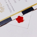 DIY jewelry making accessory featuring a matte red resin five-petal flower bead - Red