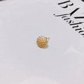 Golden round stud earring with hammer textured surface on a minimalist white background - Crater Round Style (7#)