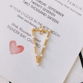Golden triangle DIY charm pendant with small white pearls and double hanging rings - Gold Inverted Triangle