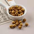 10mm natuurlijke houten kralen voor sieraden met houtnerf in een witte keramische kom - 1-stuks verpakking / Gouden sandelhout