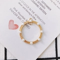 Golden geometric round charm with white pearls and dual hanging loops for DIY jewelry - Gold Round Circle