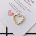 Golden heart-shaped alloy pendant with white imitation pearls for DIY jewelry - Gold Solid Heart