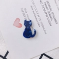 Pendentif chat en acétate marbré bleu foncé pour la création de bijoux DIY - Bleu Foncé Marbré (2#)