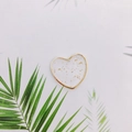 Detail of heart-shaped earring pendant with gold metal frame and white gold foil resin - Gold Foil Heart Style (1#)