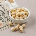 10mm natural creamy white wooden beads with unique grain for DIY jewelry making - 1 Piece Pack / Golden Silk Bamboo