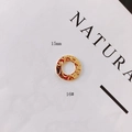 Golden 15mm circular alloy charm with moon crater texture and dual hanging loops - Lunar Surface Texture Style (16#)