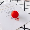 Single matte red spherical resin bead with hole for DIY earring and jewelry making - Round Frosted Style / Red