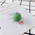Grass green matte silicone round bead with hole for DIY jewelry making and crafts - Round Frosted Style / Green