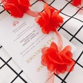 Detailed view of handmade 3D red chiffon 6-petal flowers for DIY clothing and crafts - Red (9#)