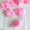 Detail of pink 3D chiffon flower lace trim for DIY garment and accessory decoration - Pink (19#)