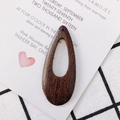 Dark brown teardrop hollow wooden earring pendant with natural grain for DIY jewelry - Hollow Waterdrop (7#)