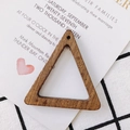 DIY jewelry triangular wood pendant with natural dark brown grain for earring making - Hollow Triangle (8#)