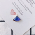 Pendentif en cristal en forme d'éventail bleu dégradé avec bordure dorée pour bijoux - Bleu Paon