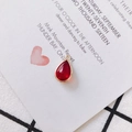 DIY red teardrop crystal pendant with gold metal lace edge for jewelry making - Red