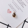 Smoky brown teardrop crystal pendant with gold metal rim for DIY jewelry making - Black and Gray