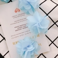 Three light blue chiffon 3D fabric flowers for DIY clothing and hair accessories - Light Blue (18#)