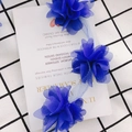 3D navy blue chiffon petal lace flower trim for DIY clothing and brooch accessories - Deep Blue Color (17#)