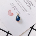 Pendentif en cristal goutte bleu marine avec bordure dorée texturée pour bijoux DIY - Bleu Marine