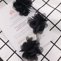 DIY black 3D chiffon floral lace trim accessory for apparel and brooch crafting - Black (14#)