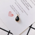 Pendentif goutte d'eau en pierre noire et cadre doré texturé pour bijoux DIY - Noir