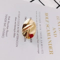 Irregular oval S925 silver pin earring in gold finish with radial pleated texture - Gold Ellipse Wrinkled Style (15#)