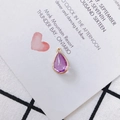 Pendentif en cristal violet en forme de larme avec bordure dorée pour bijoux DIY - Violet