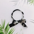 DIY haaraccessoire met luipaardprint strik en grijs abstract patroon op wit canvas - Zwart en Wit Stippelstijl (3#)