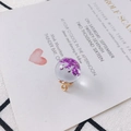 Handmade clear glass ball pendant with purple dried flowers and gold ring loop - Purple (2#)
