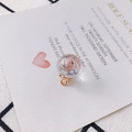 Transparent glass bead pendant with pink dried flowers and golden floral metal cap - Pink (3#)