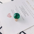Handmade green glass sphere pendant with internal white dried flowers and gold hoop - Dark Green (6#)