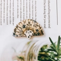 Macro detail of fan-shaped wooden pendant with animal print on vintage magazine background - Leopard Print (3#)