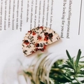 Macro detail of wooden fan charm with vintage Chinese floral pattern for DIY jewelry - Chinese Vintage Floral (4#)