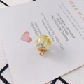 Spherical glass pendant with yellow dried flowers and gold metal connector - Yellow (9#)