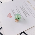 Pastoral light green glass bead pendant with white dried flowers and gold clasp - Light Green (11#)
