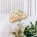 Fan-shaped wooden charm with orange floral pattern for DIY hair clip accessories - Orange Pastoral Floral (5#)