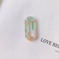 Green and orange marble texture oval acrylic pendant with pre-drilled hole for DIY earrings - 3# Green and Pink Marble
