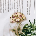 Ciondolo in legno a forma di ventaglio, accessorio fai-da-te con motivo floreale viola - Floreale Viola Vintage (8#)