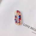Hollow oval acrylic pendant accessory with red blue marble texture for DIY jewelry - 5# Red and Blue Marble