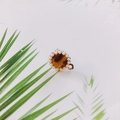Detail of round leopard print earring pendant with white pearls and gold metal base - Yellow Leopard (3#)