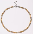 Collana a catena serpente intrecciata a tre fili in oro, argento e oro rosa - Misto Tre Colori
