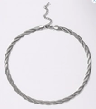 Collana a tre strati di catena a serpente intrecciata in acciaio inossidabile argentato - Argento