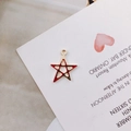 Pentagram star pendant in gold finish with red enamel inlay and hanging ring - Red Filled Star Style (KP947-2#) / Gold