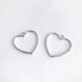 Minimalist silver heart-shaped hollow frame pendants with polished alloy finish - Hollow Heart Frame Style (KP34-1#) / Silver